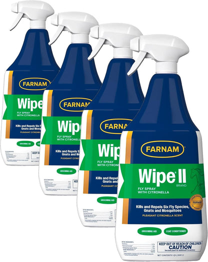 Farnam Wipe II Brand Horse Fly Spray with Citronella, Kills and Repels Flies, Conditions Coats, 32 oz - Image 12
