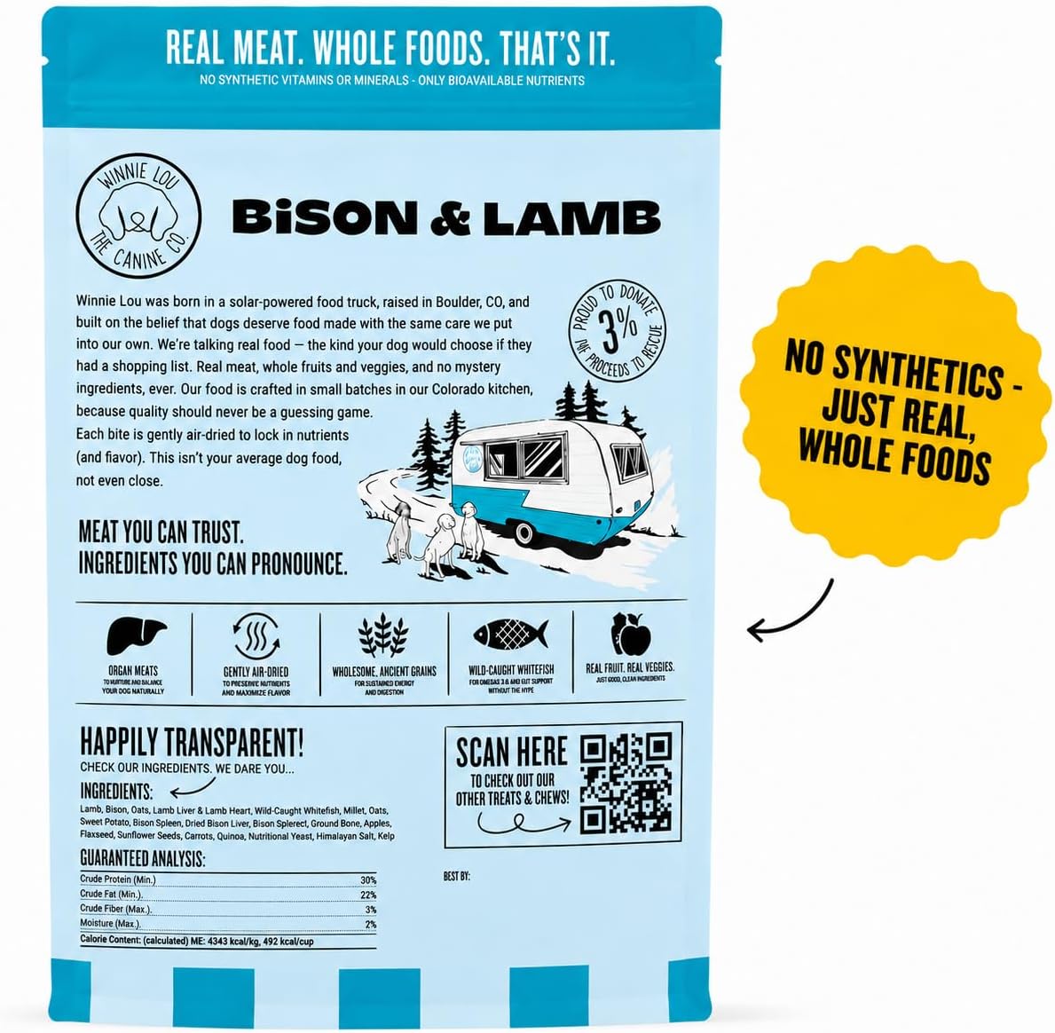 Winnie Lou The Canine Co. Air-Dried Dog Food (Bison & Lamb) | Synthetic Free, All Life Stages, Complete & Balanced - Image 10