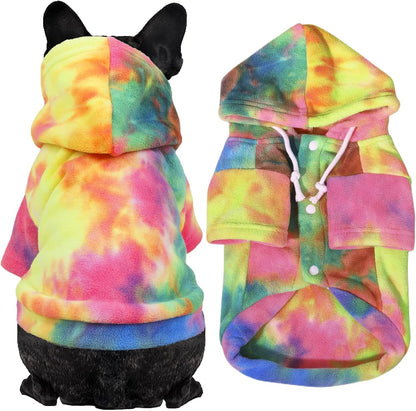 Side view of puppy wearing soft fleece winter coat