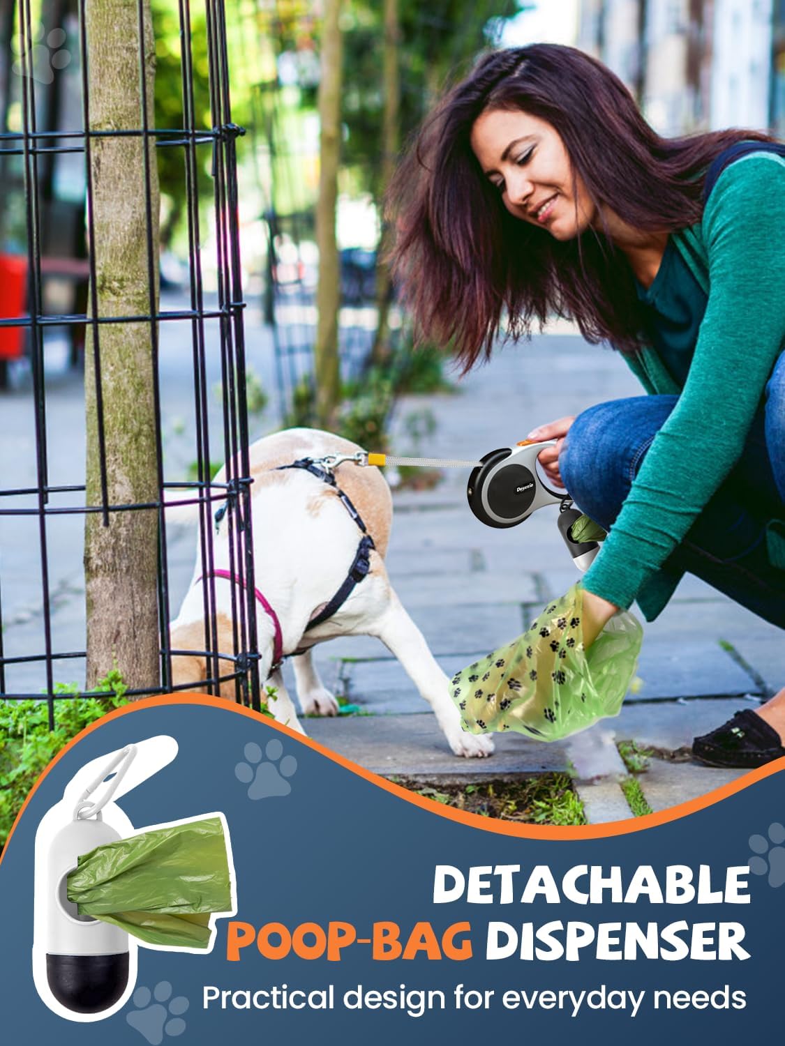 Ergonomic handle design of Douexio retractable leash