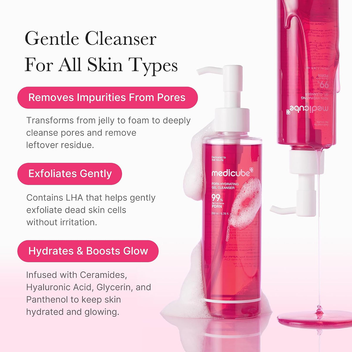 Medicube Pdrn Jelly To Foam Cleanser texture demonstration