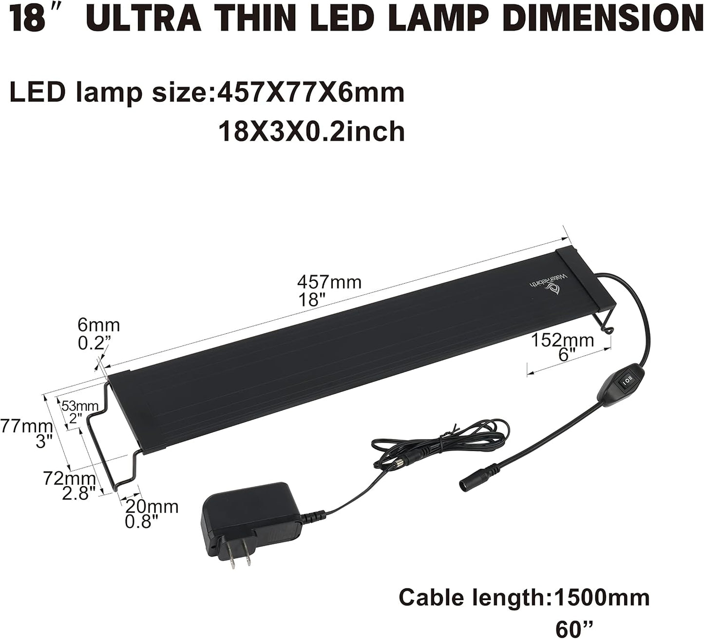 WaterRebirth aquarium light adjustable metal bracket detail