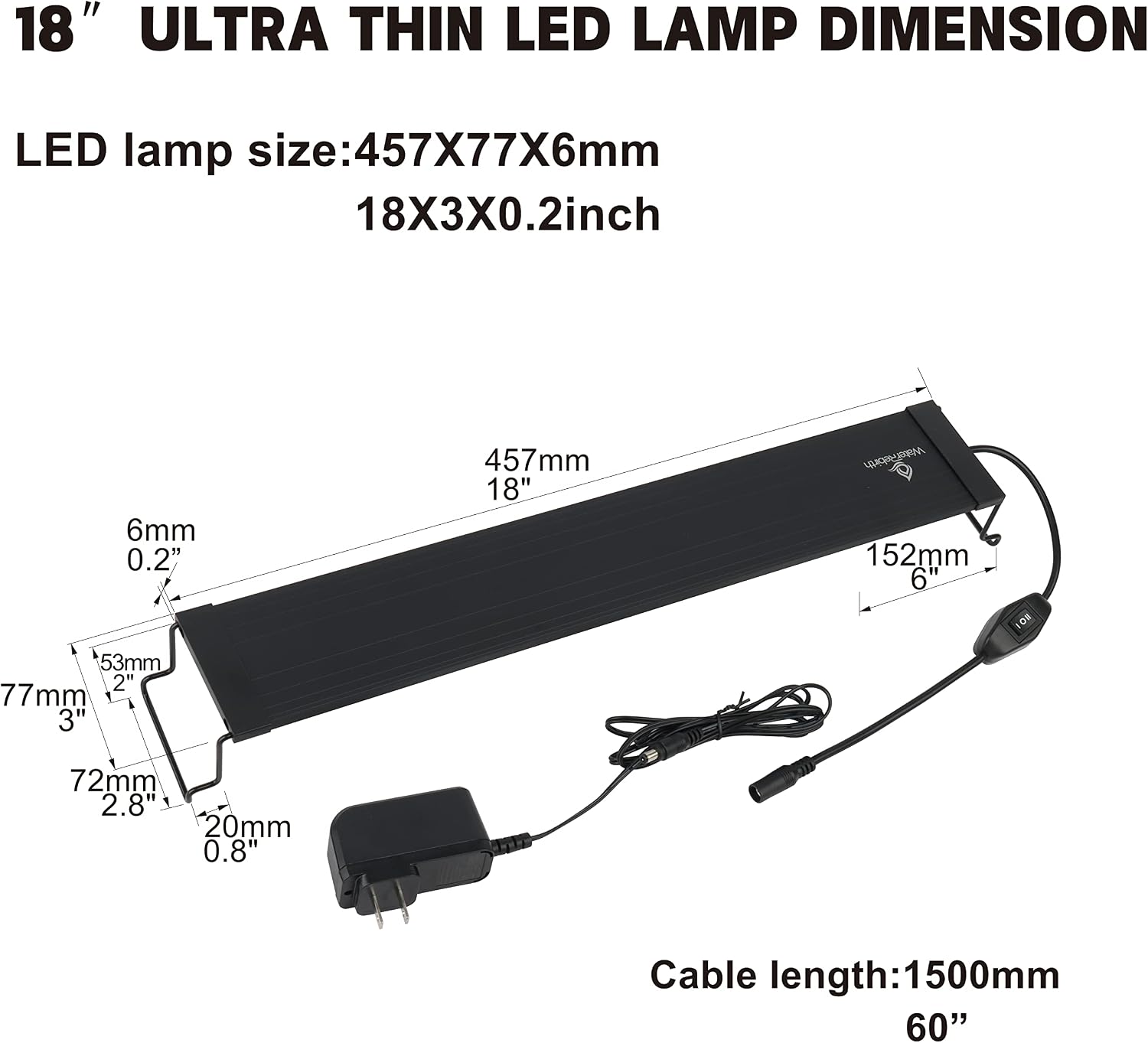 WaterRebirth aquarium light adjustable metal bracket detail