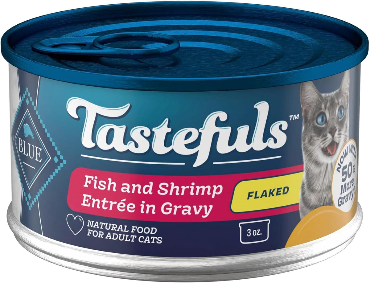 Blue Buffalo Tastefuls Flaked Adult Wet Cat Food Variety Pack (Tuna, Chicken, Fish & Shrimp), Natural Ingredients Enhanced with Vitamins, Minerals & Other Nutrients, 3-oz. Each (12 Cans) - Image 15