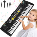 Drmukie forty nine key piano keyboard for kids front view with attached microphone