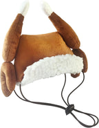 Small dog modeling holiday Santa hat accessory