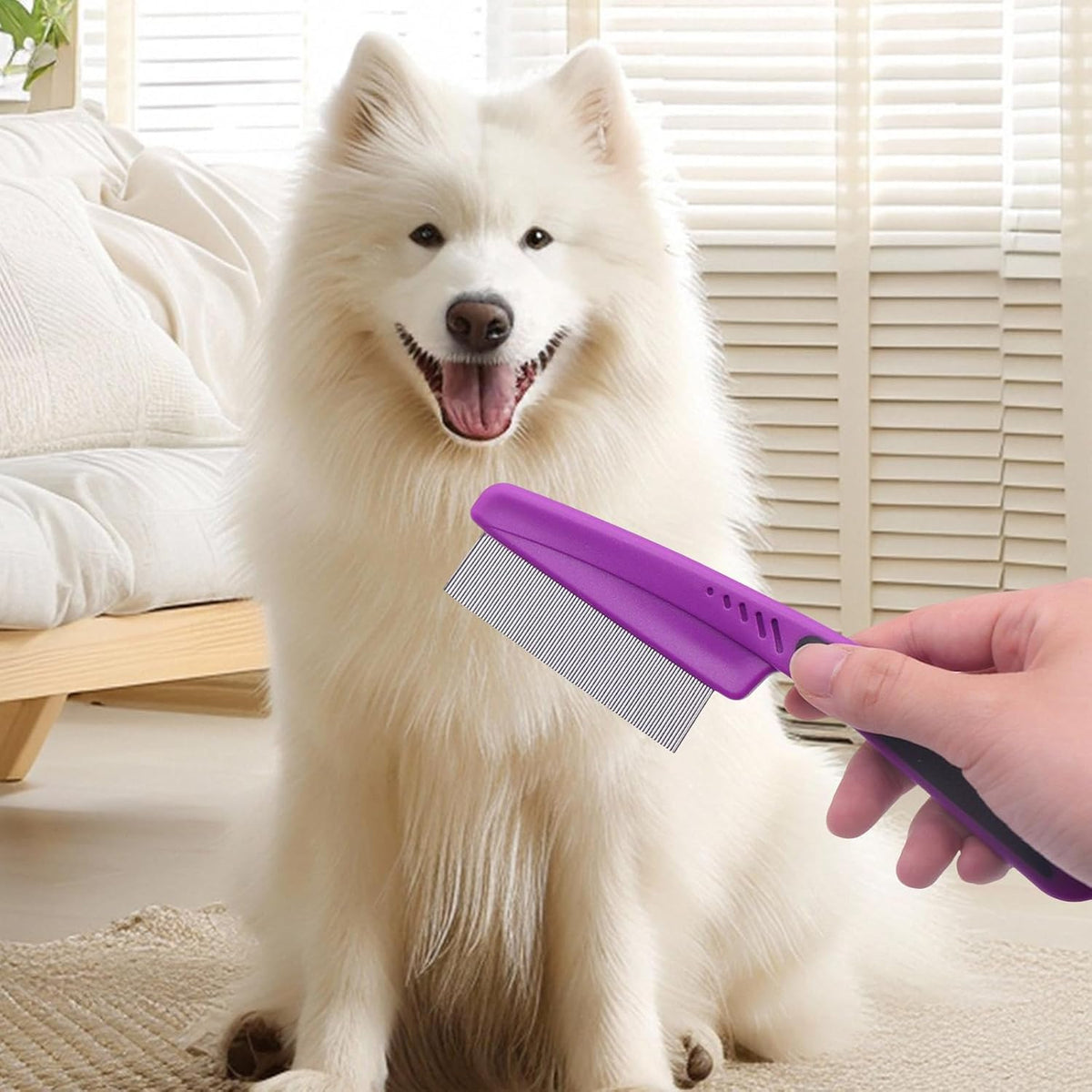 Professional pet grooming tool with fine steel teeth