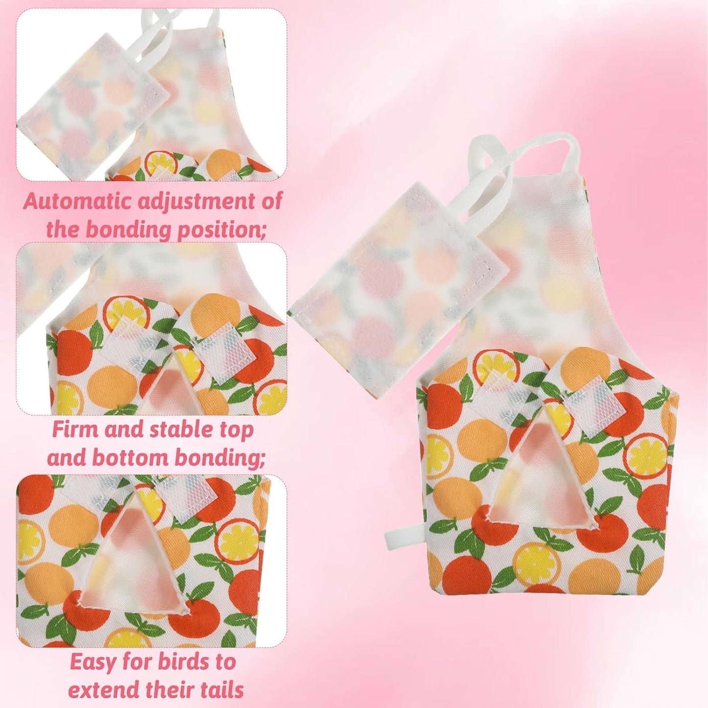 LXUEJIE reusable bird nappy highlighting the adjustable leg straps and secure back button closing