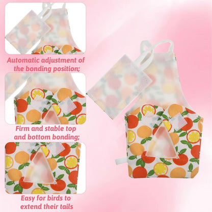 LXUEJIE reusable bird nappy highlighting the adjustable leg straps and secure back button closing