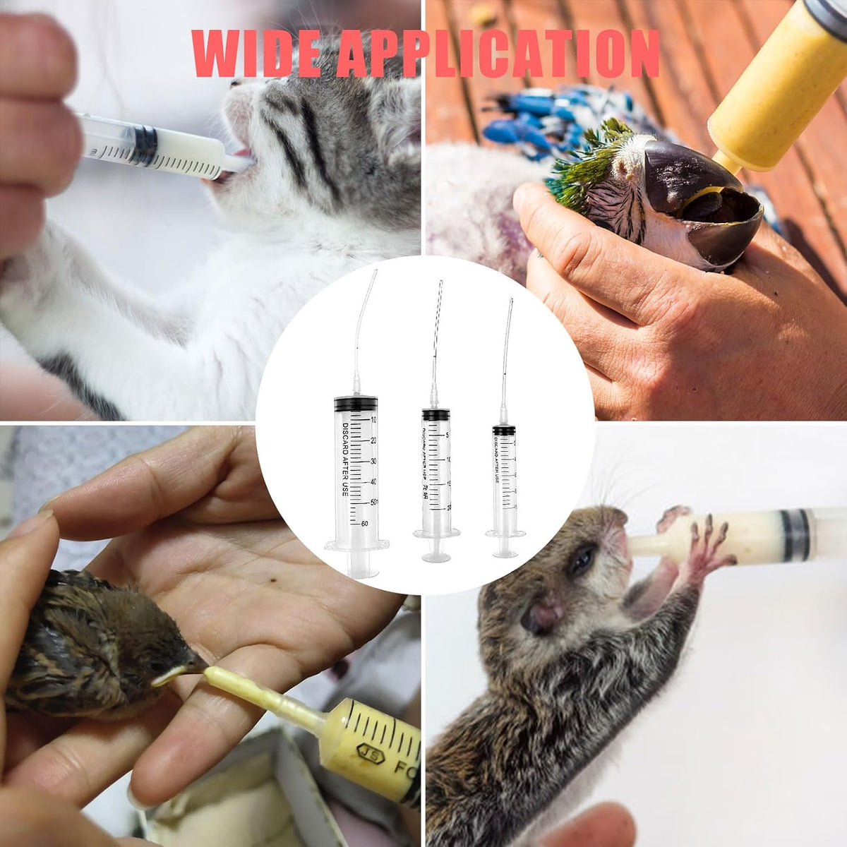 Baby Bird Feeding Syringe Set, Pet Parrot Milk Feeding Syringe with Tubes, Parrot Feeding Tubes Measuring Tools for Feeding Pets Scientific Industrial Labs... (10ml+10ml+20ml+60ml) - Image 6