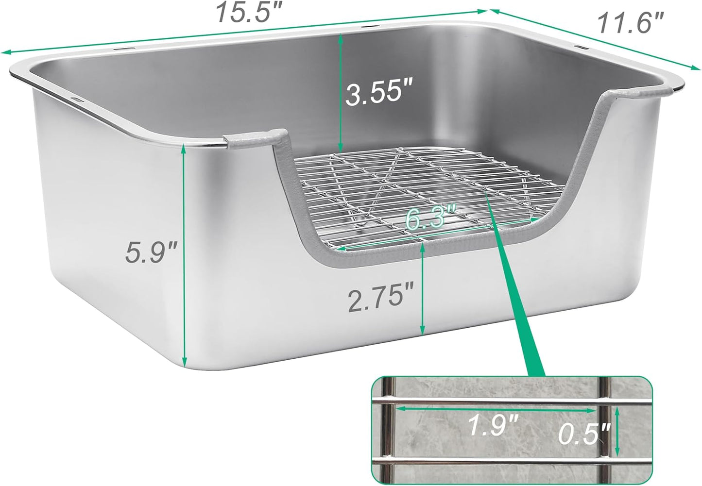 Sorstrem medium rabbit litter box showing sifting grid detail