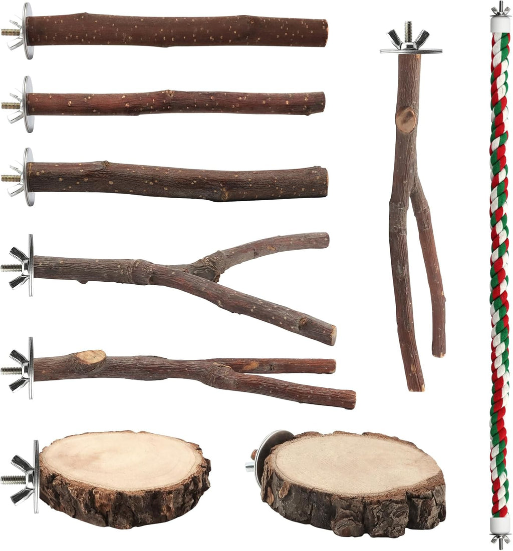 4 Pack Natural Wood Bird Perch Set for Parakeet Cage - Image 8