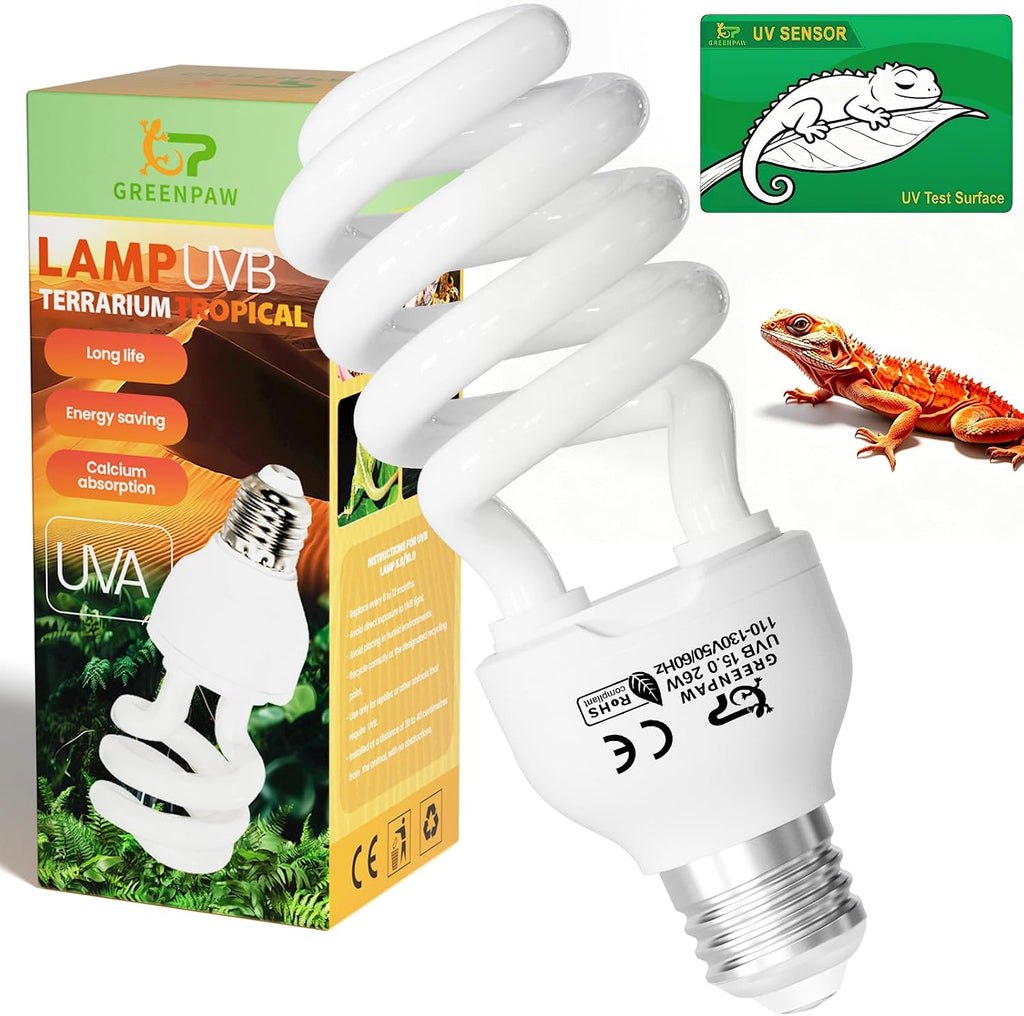 UVB Light for Reptiles 5.0: 15W UVA UVB Reptile Light Bulb 2 Pack, Tropical Reptile UVB Bulb Compact Fluorescent Terrarium Lamp,UVB Light Bulb for Chameleon Turtle Gecko Include UV Sensor Card - Image 11
