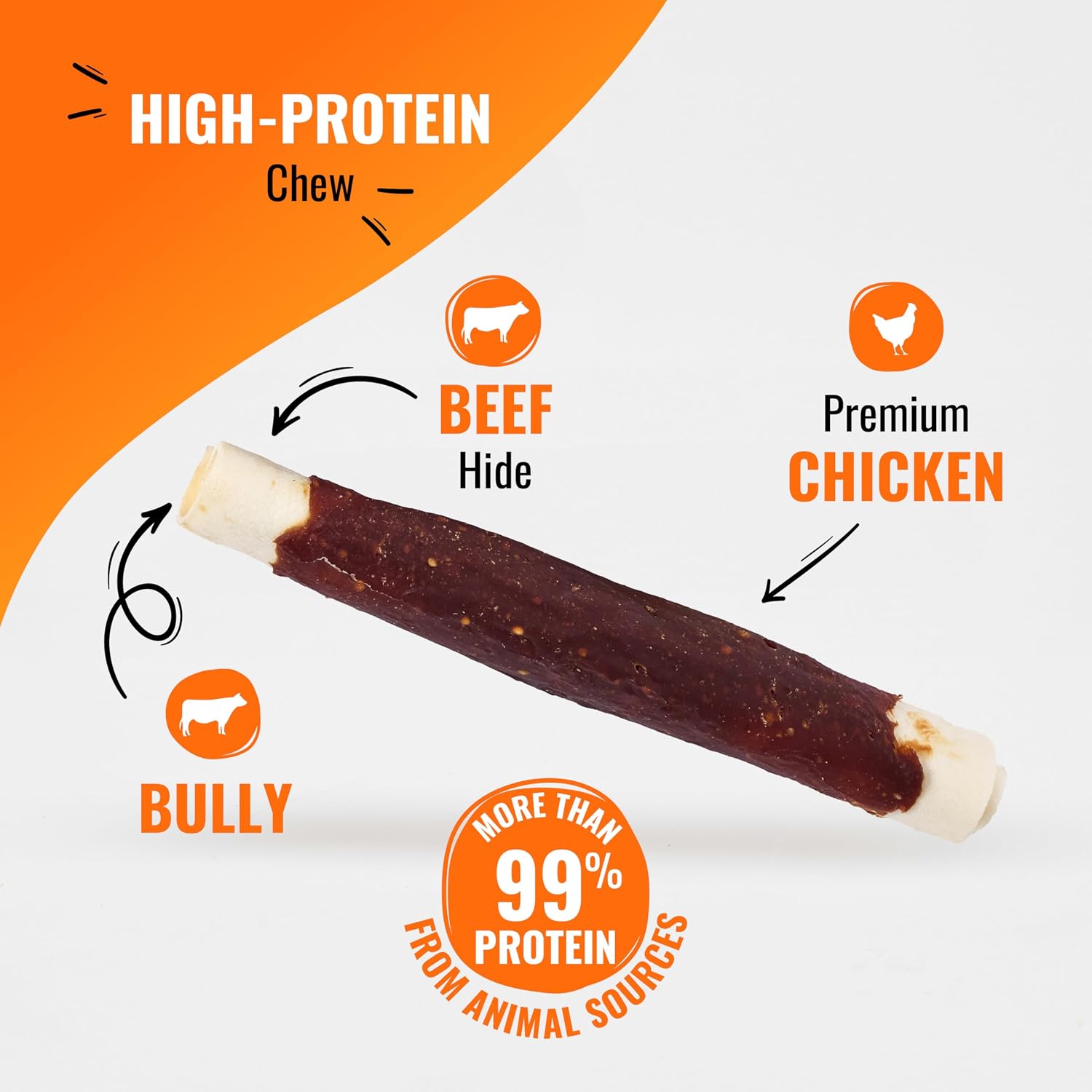 Long lasting high protein dog chews for large adult dogs showing texture.