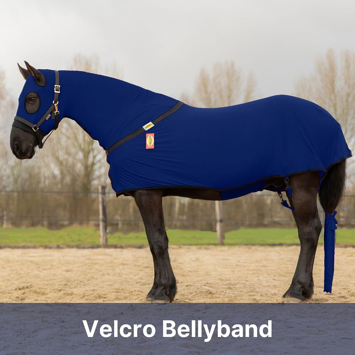 Resistance equine suit with full zipper hood side profile