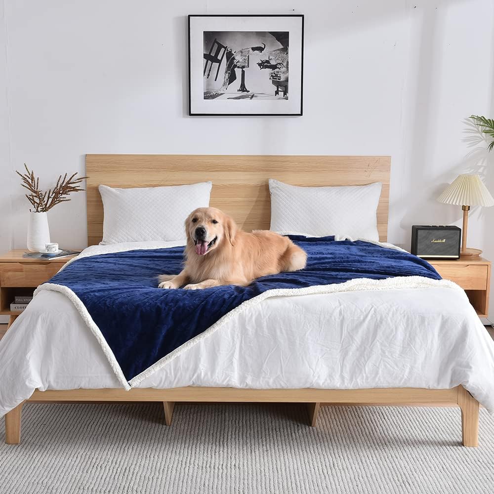 Qeils Pet Blankets for Cats - Waterproof Cat Blanket Washable - Sherpa Fleece Puppy Blanket, Soft Plush Reversible Throw Protector for Bed Couch Car Sofa, 25"X30", Grey - Image 15