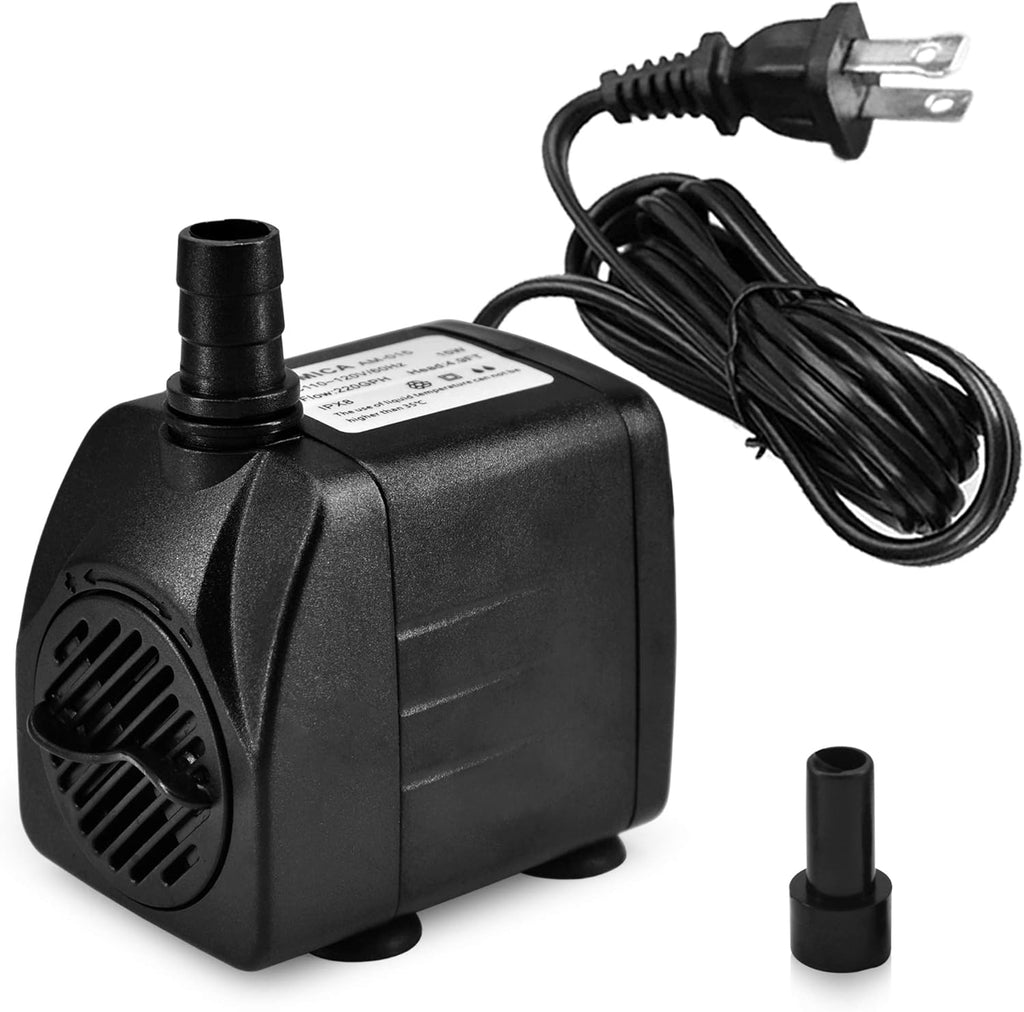 DOMICA ultra quiet fountain pump front view showing water flow control knob