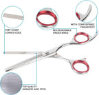 Side angle view of Laazar stainless steel pet texturizing scissors