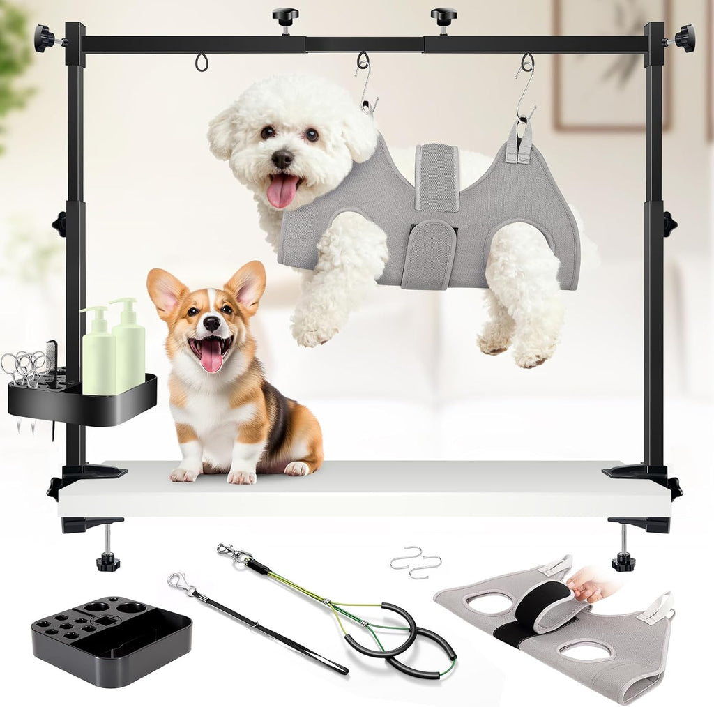 Generic adjustable dog grooming arm with clamp front view