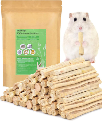 Bissap organic sweet bamboo molar treats bundle for small rodent health care
