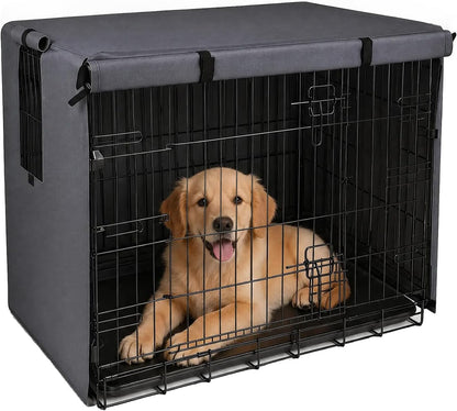 Pawise Dog Crate Cover,Heavy Duty Polyester Dog Kennel Cover for Wire Crates,Windproof & Waterproof Sunshade with Double Door & Roll-Up Windows, Machine Washable,Indoor & Outdoor Use (Grey 42 Inch) - Image 13