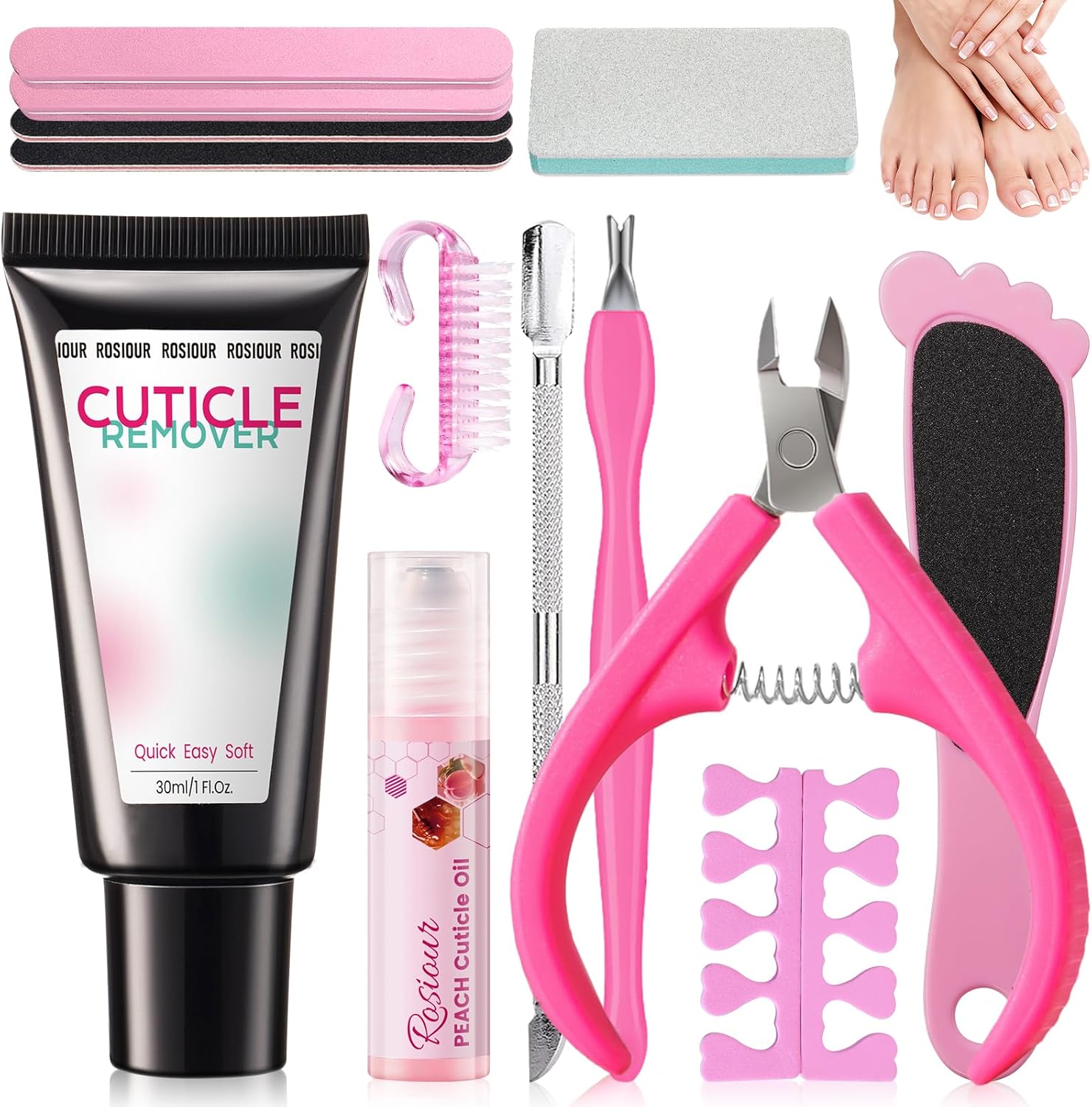 Gleevia 13 Piece Cuticle Remover Kit front view of all tools