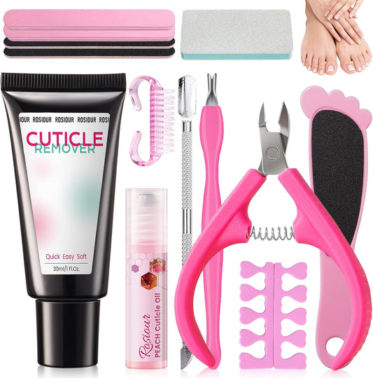 Gleevia 13 Piece Cuticle Remover Kit front view of all tools