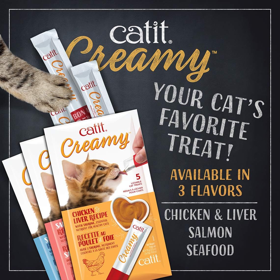 Catit chicken and liver cat treat served on ceramic dish