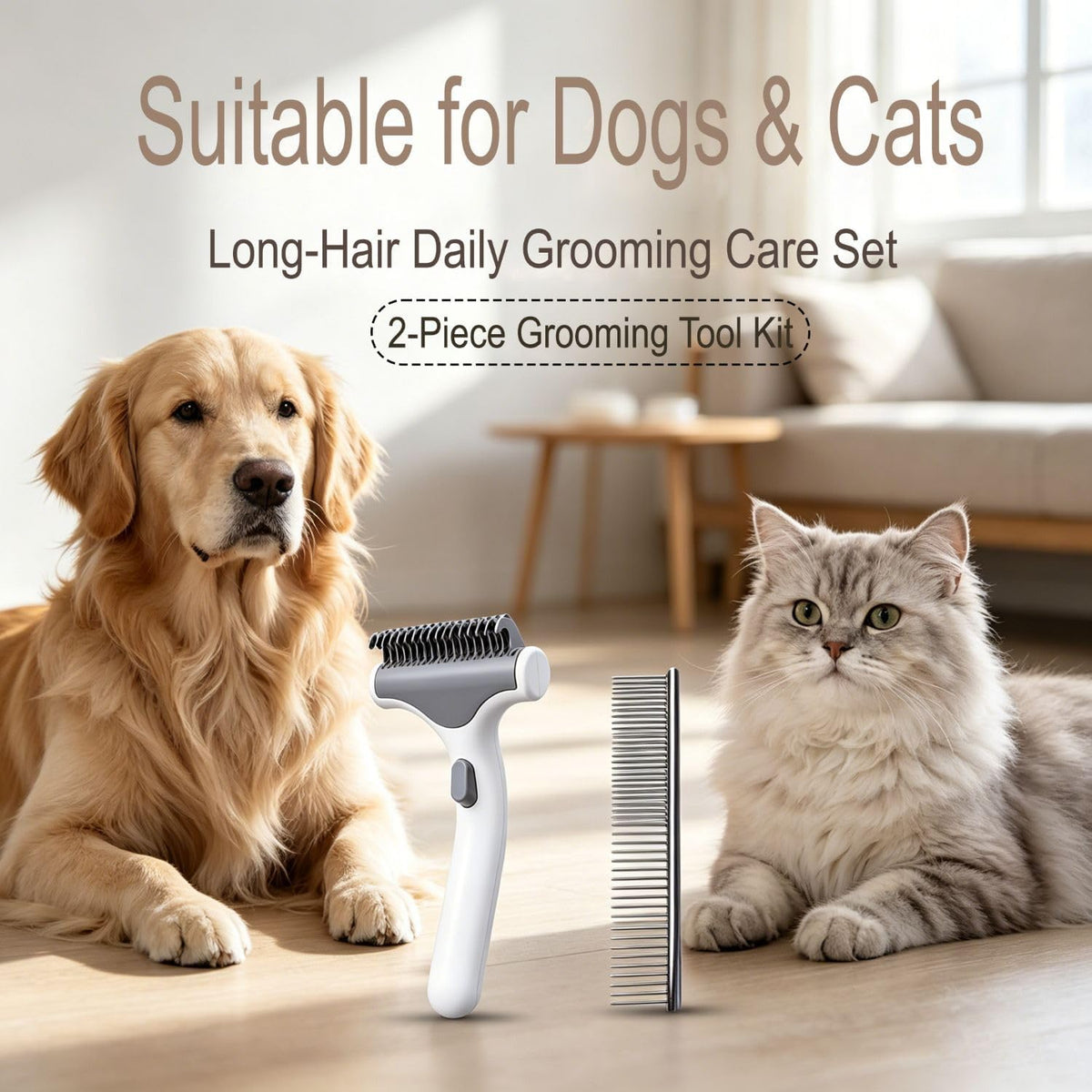 Stainless steel teeth dog dematting comb close up details