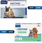 Virbac Anxitane L-Theanine supplement side label showcasing ingredients and dosage information