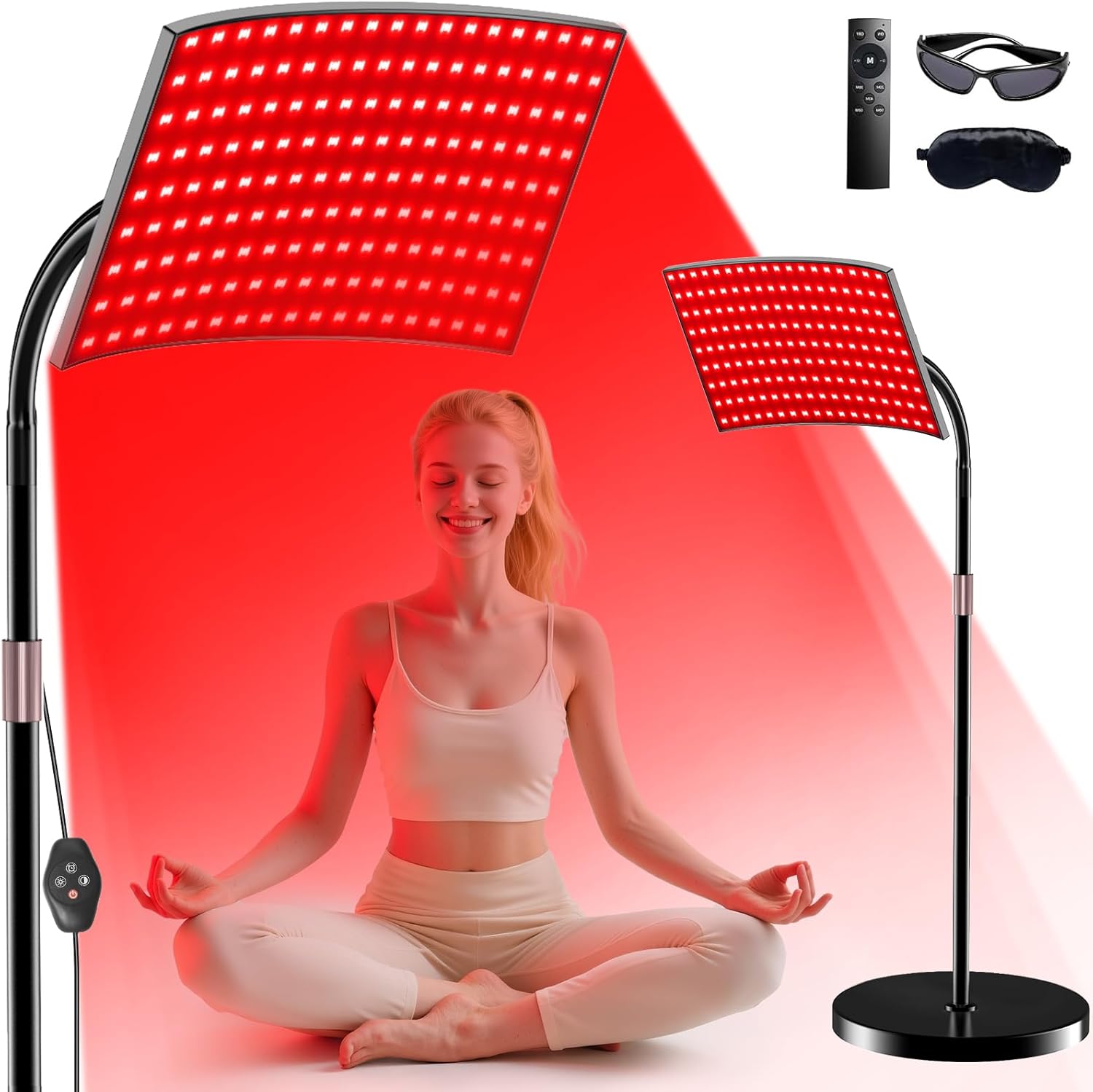 XMZXMZ red light therapy panel front view showcasing the curved high power LED layout