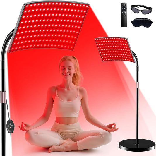 XMZXMZ red light therapy panel front view showcasing the curved high power LED layout