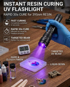 Crossblaze black light torch illuminating pet urine stains on a carpet