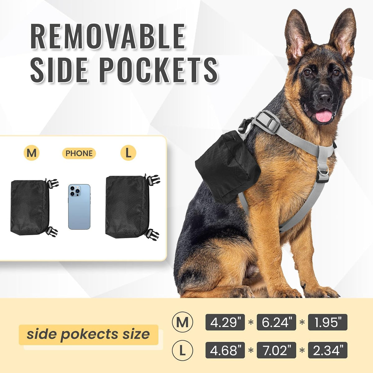 Adjustable Pet Hiking Saddle Bag With Removable Side Pockets
