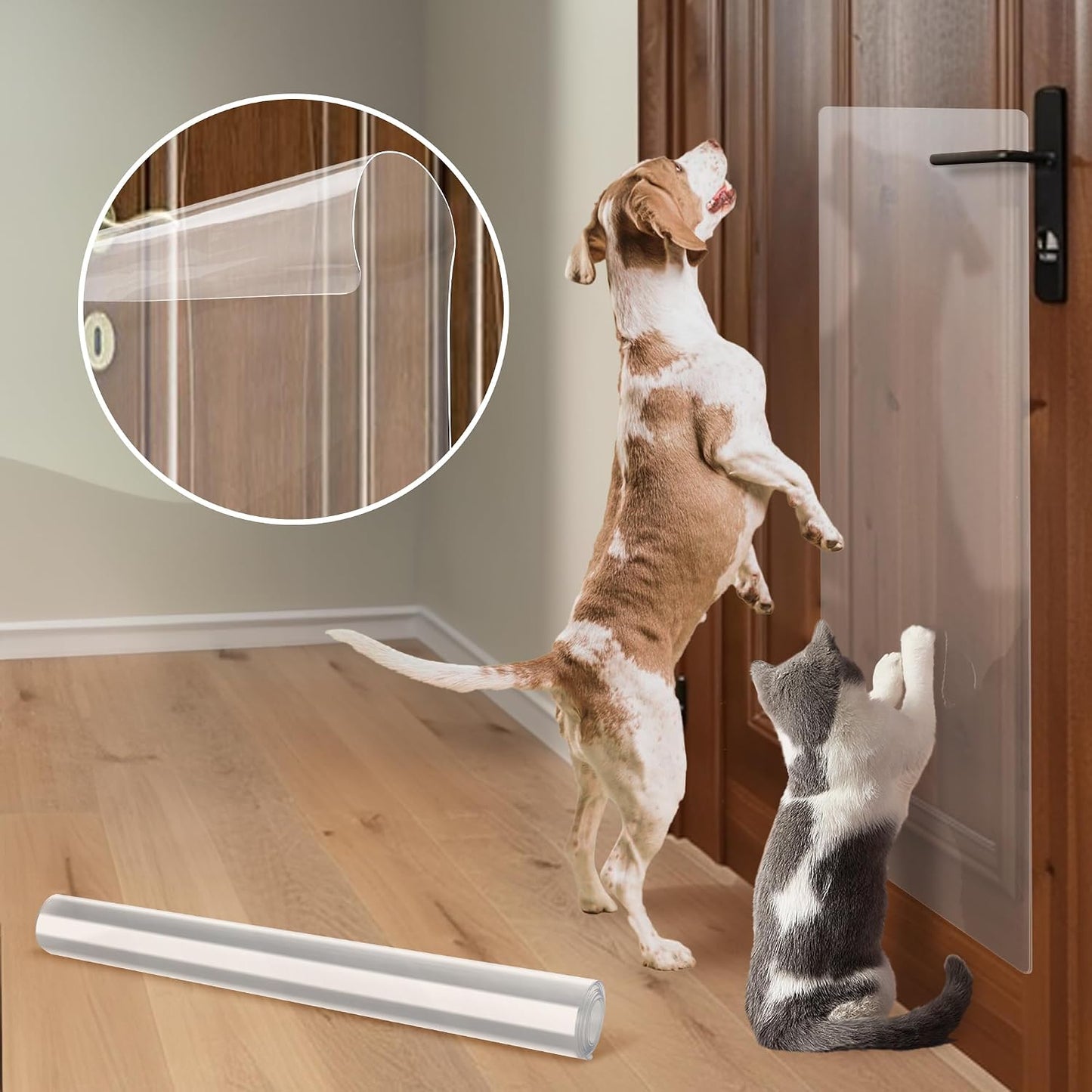 BouncyBarks heavy duty clear door protector for pet scratching