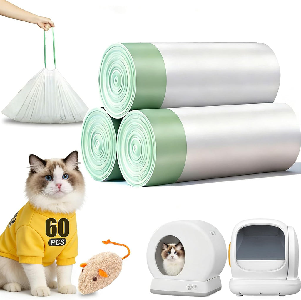 120 Count Self-Cleaning Cat Litter Box Liners Bags Fit For MW-SC01/SC02/SC09/LR01/LB01, Pre-Seperated Heavy Duty Automatic Cat Litetr Box Bags with Drawstring-18" * 12.6" - Image 10
