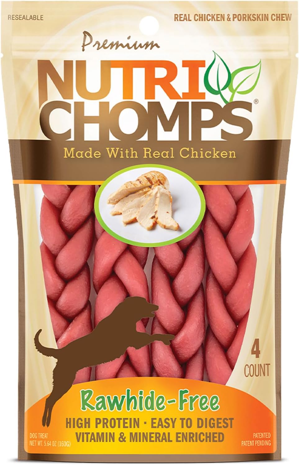 NutriChomps Dog Chews, 6-inch Braids, Easy to Digest, Rawhide-Free Dog Treats, Healthy, Real Chicken, Peanut Butter and Milk flavors, Pack of 4 - Image 11