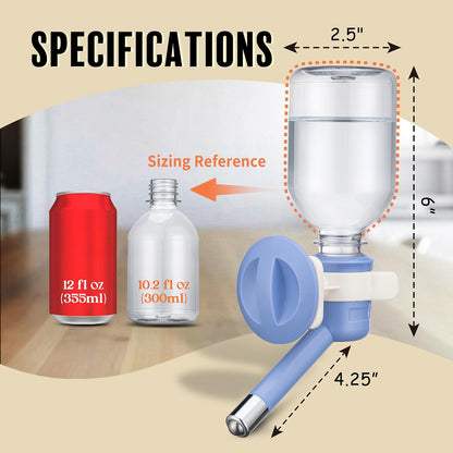 Choco Nose eleven point two ounce pet water bottle disassembled showing the screw on bracket and cap.