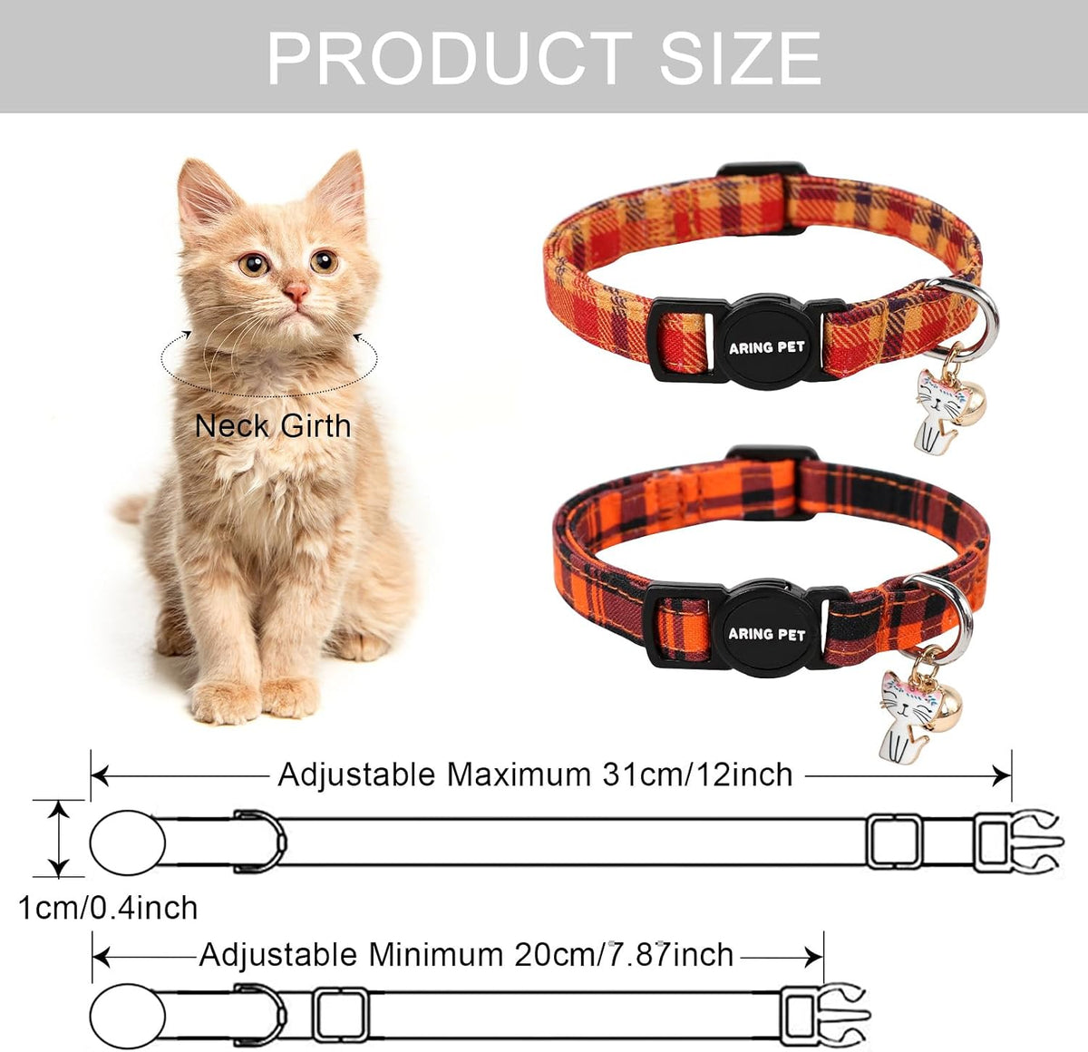 ARING PET 2 Pack Cat Collars-Cute Breakaway Cat Collar with Bell & Pendant, Adjustable Christmas Kitten Collars with Safety Buckle for Girl and Boy Cats - Image 10