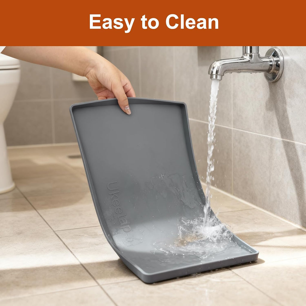 19" x 12" Extra Thick Silicone Mat Waterproof with Raised Edge, Gray - Image 6