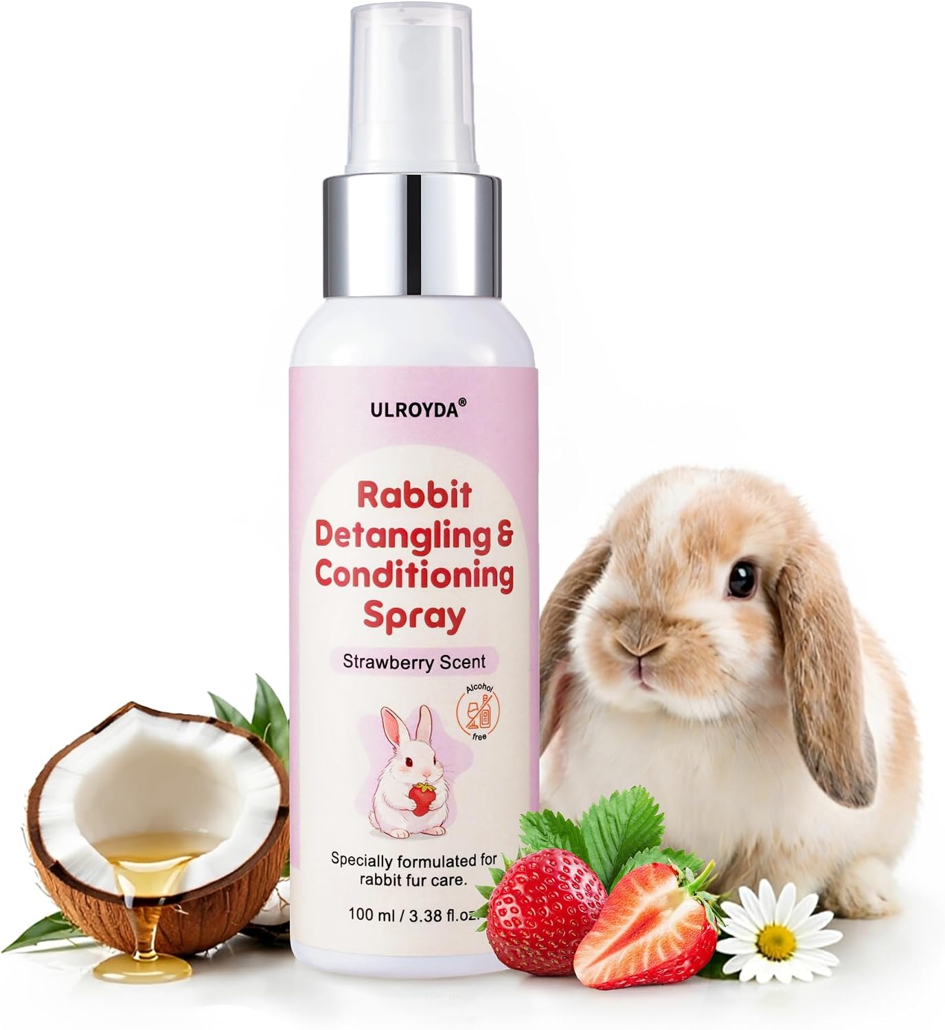 Ulroyda Rabbit Detangler and Conditioner Spray front view authentic pet grooming solution