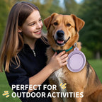 TECOPH pink and violet silicone pet bowls for walking