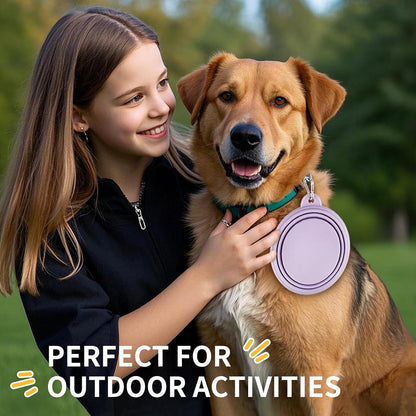 TECOPH pink and violet silicone pet bowls for walking