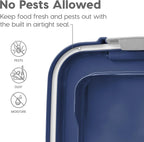 IRIS USA Dog Food Storage Container 30 lb + 11 lb, Stackable Combo Set, Airtight Pet Food Storage Bins with Wheels for Dog Cat Bird Chicken Food, BPA Free, Made in USA, Navy - Image 6
