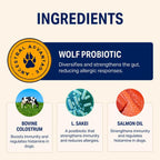 Premium dog allergy relief soft chews formula ingredients list.