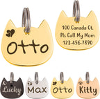 Anavia Cat Head & Fish Shape Pet ID Tags, Personalized Funny Icon Design Cat Name Tag, Customized Gold Plated Glossy Stainless Steel Black Rainbow Cat Dog Collar Tag (Small, Cat Head Shape, Silver) - Image 13