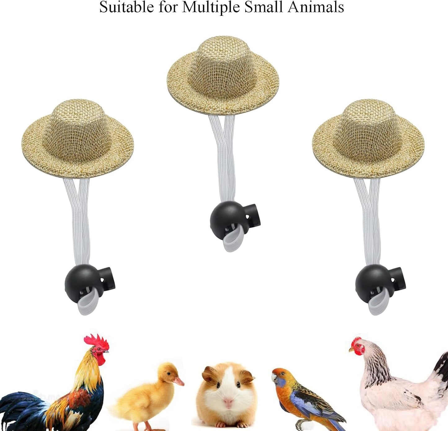 LXLVOUEG miniature straw hat with adjustable elastic chin strap side view.