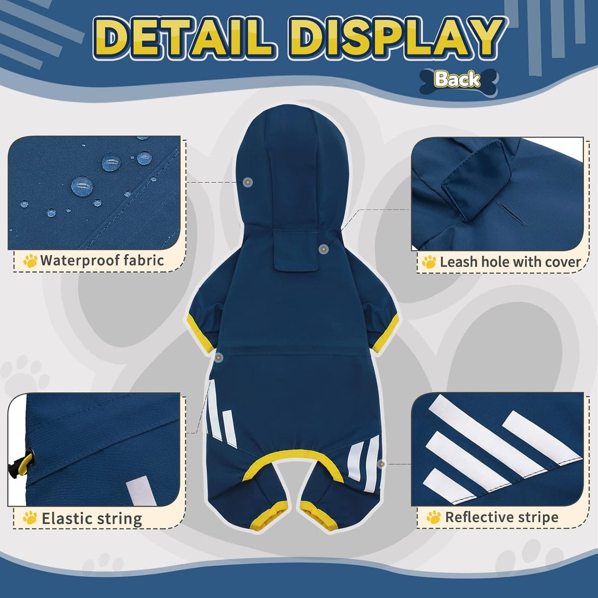 Lightweight puppy rain jacket with hood and leash hole