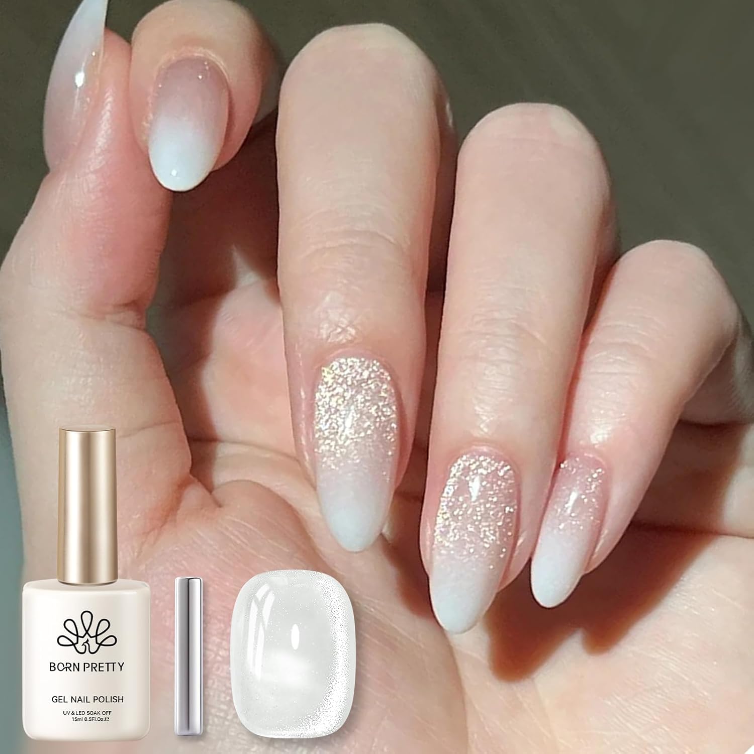 Born Pretty Milky White Cat Magnetic Eye Gel Nail Polish bottle front view