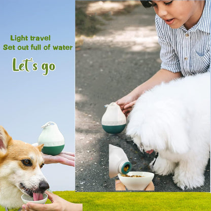 Leak proof portable dog hydration bottle with aluminum carabiner clip on a backpack